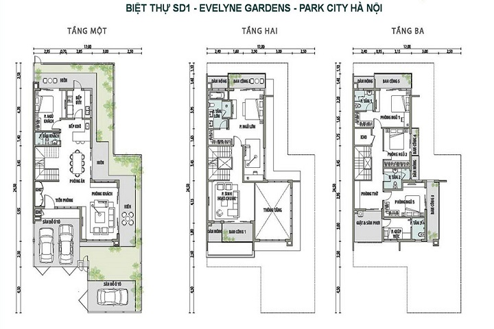 Biệt thự song lập SD1 Evelyne Gardens Park City Hà Đông Mau biet thu sd1 evelyne gardens park city ha noi