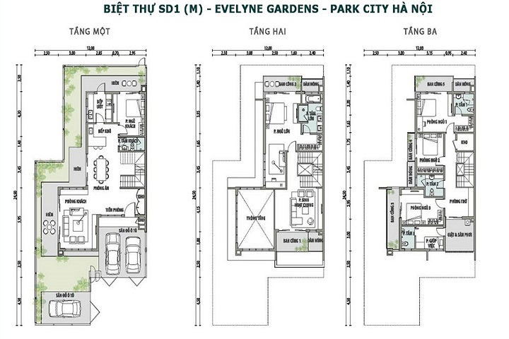 Mẫu biệt thự SD1M Evelyne ParkCity Hanoi mau biet thu sd1m evelyne gardens Park City Hà Nội