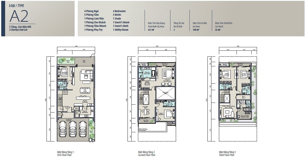 Loại liền kề A2 Mansions diện tích 198m2 đất Loại liền kề A2 Mansions diện tích 198m2 đất