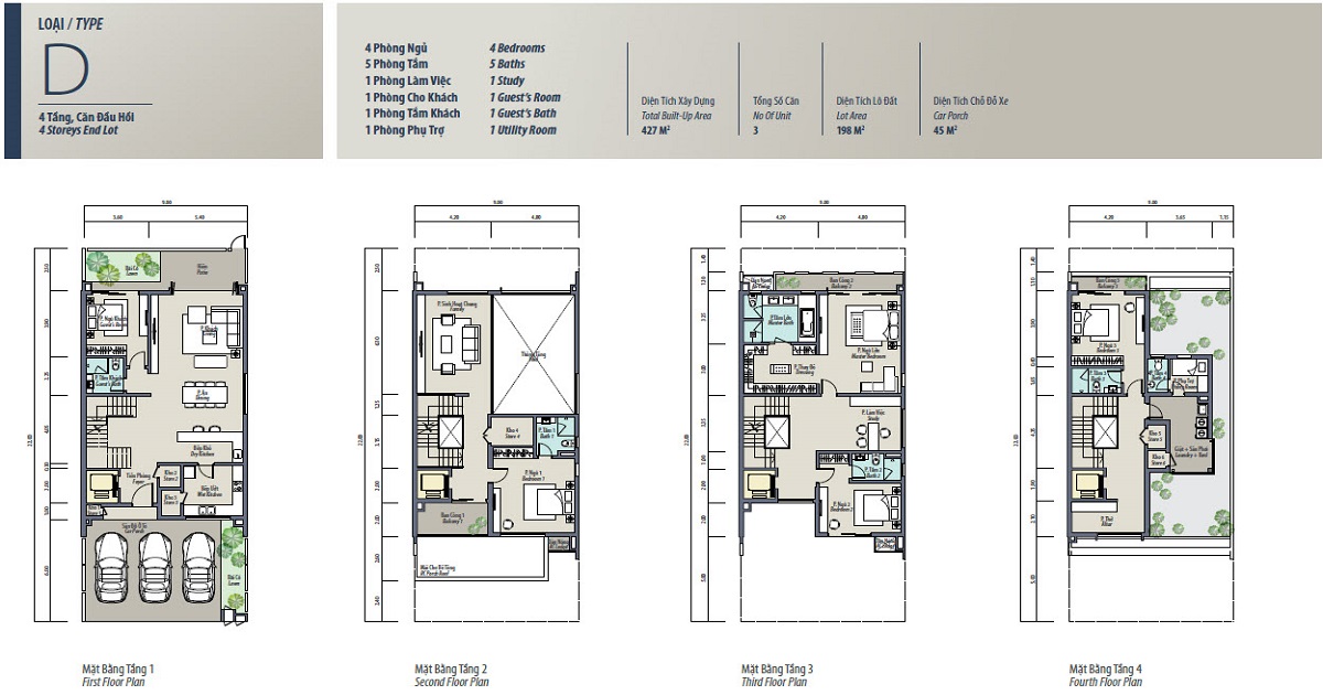 Loại D The Mansions Parkcity Hanoi cao 4 tầng Loại D The Mansions Parkcity Hanoi cao 4 tầng