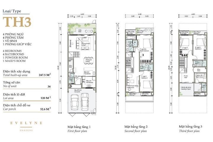 Mẫu liền kề Evelyne Gardens Park city Lien ke th3 evelyne gardens park city ha dong