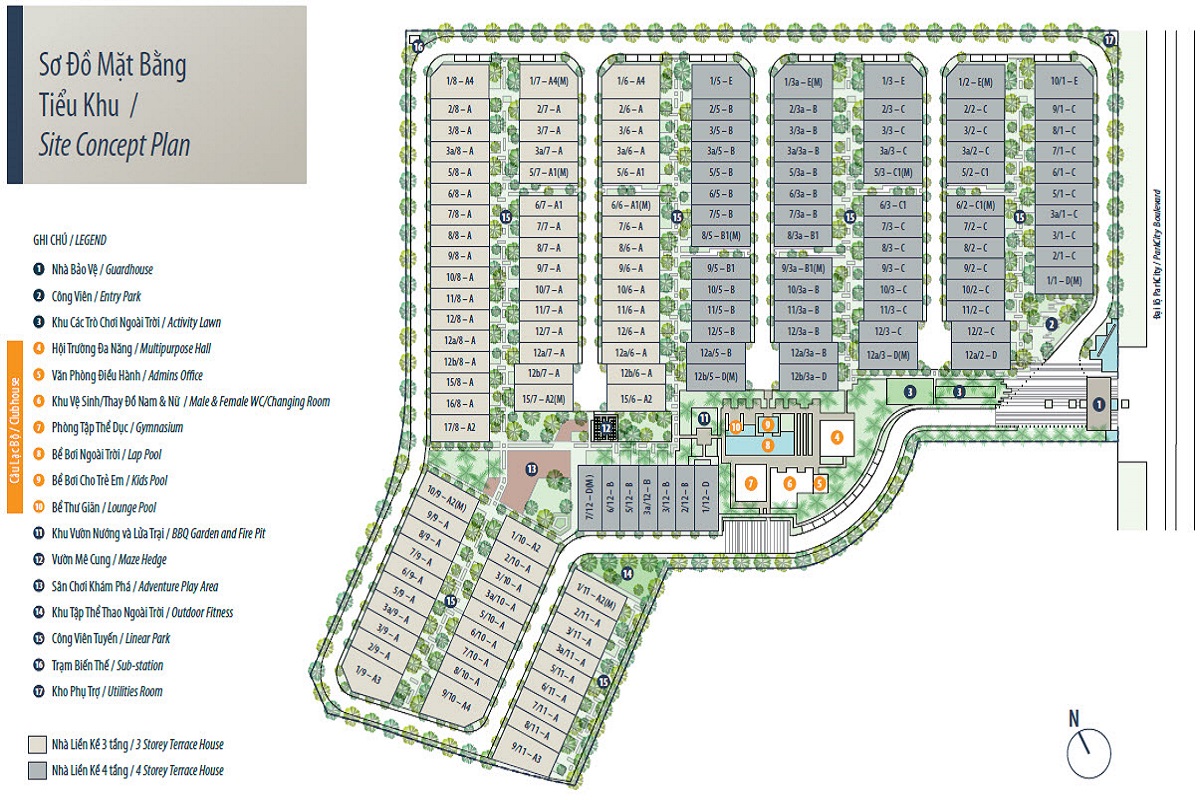 Mặt bằng chia lô nhà liền kề tiểu khu The Mansions Park City mat-bnag-chia-lo-tieu-khu-the-mansions-park-city-hanoi